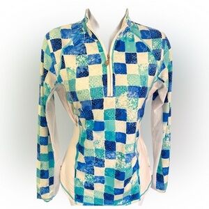 San Soleil Quarter Zip UPF 50 - XS blue white , nylon polyester